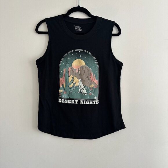 Black Muscle Tank Desert Nights Graphic Relaxed Fit Tank Top Women's Size Medium - Picture 3 of 5